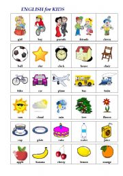 English Worksheet: ENGLISH in PICTURES (1st words, other picts)