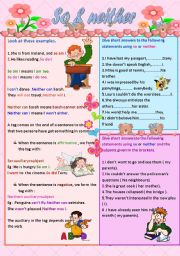 English Worksheet: So & neither