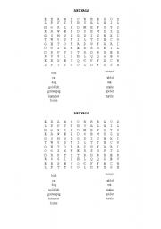 English Worksheet: animal puzzle