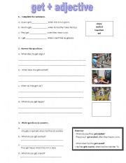 English worksheet: get + adjective