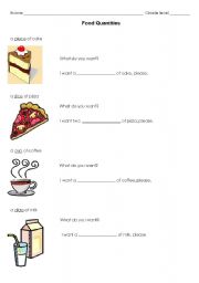 English worksheet: Food quatities and tastes