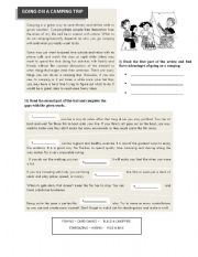 English Worksheet: Camping!