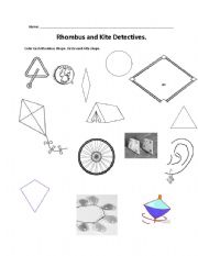 English worksheet: Rhombus and Kite Detective 