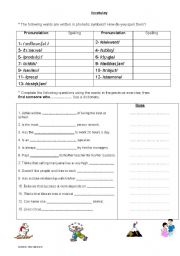 English worksheet: Vocabulary