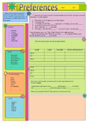 English Worksheet: Preferences