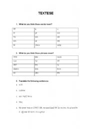 English worksheet: Textese