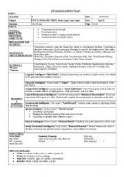 English Worksheet: lesson plan