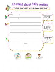 English Worksheet: writing an email about dailr routine
