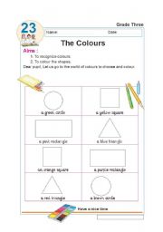 English Worksheet: colours and shapes