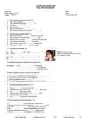 pre-intermediate exam with various exercises on simple past, present perfect for or since, Tag questions and much more