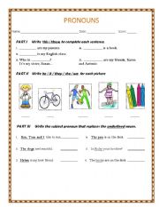 English Worksheet: Pronouns