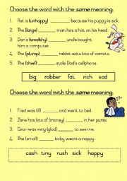 English Worksheet: Synonyms - Set of 16 work cards