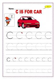 English Worksheet: trace letter c