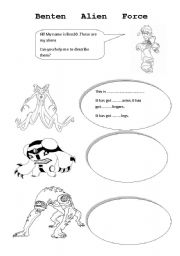 English Worksheet: Body parts with ben10