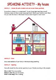 English Worksheet: SPEAKING ACTIVITY - My house