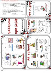 English Worksheet: My first verbs minibook ( pictionary of 25 basic verbs +comprehension activity)
