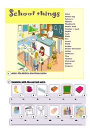 English Worksheet: School things