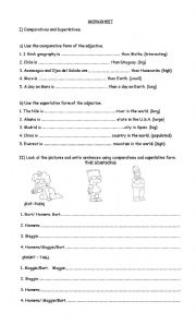 English Worksheet: Comparative and Superlative exercises