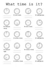 English Worksheet: What time is it?