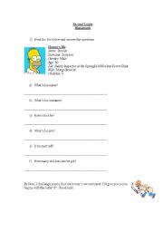 English worksheet: Homers file 