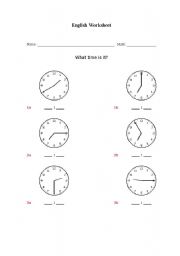 English worksheet: The time