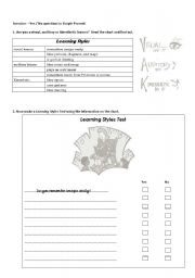 English Worksheet: Learning Styles - Simple Present Yes/No questions exercise