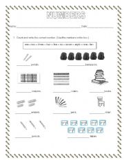 English worksheet: Numbers