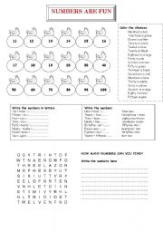 English Worksheet: NUMBERS ARE FUN