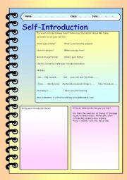 English Worksheet: Self Introductions
