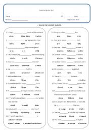 English Worksheet: Entry Test