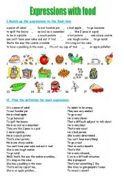 English Worksheet: Expressions with food