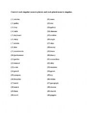 English Worksheet: singular and plural noun