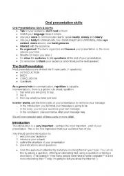 English Worksheet: Oral Presentation Skills 