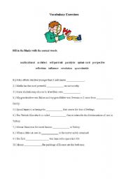 English worksheet: Vocabulary Exercise