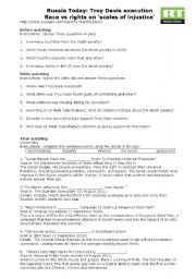 English Worksheet: Video: Troy Davis execution- race vs rights- listening