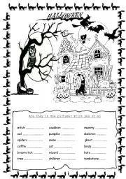 English Worksheet: Halloween 2 pages