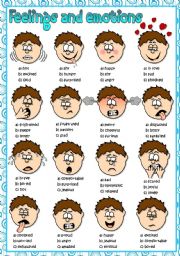 English Worksheet: Feelings and emotions - quiz (greyscale included)