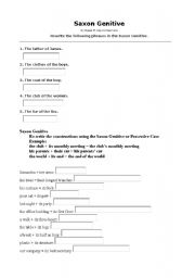 English worksheet: saxon genitive