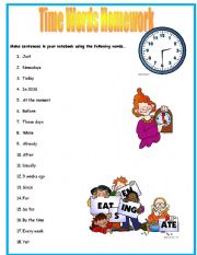 English Worksheet: Time Words Worksheet