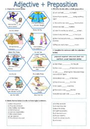 English Worksheet: adjective+preposition