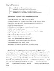 English Worksheet: Using End Punctuation