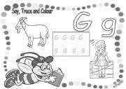 English worksheet: say trace and color g-h-i