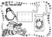 English worksheet: say trace and color j-k-l