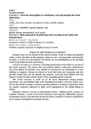 English Worksheet: what is the world economy