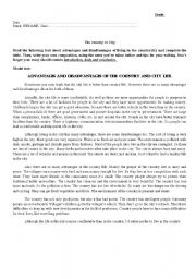 English Worksheet: city or country?
