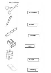 English worksheet: SCHOOL OBJECTS