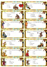 Scooby-doo cards multiple choice with Present simple & continuous