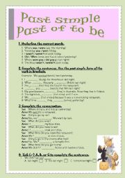 English Worksheet: Past simple and past of to be