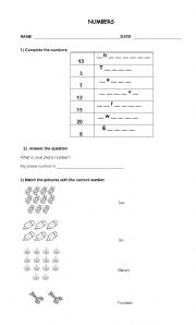 English worksheet: Numbers