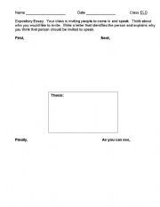 English worksheet: Four Square Template Graphic Organizer Writing Prompt